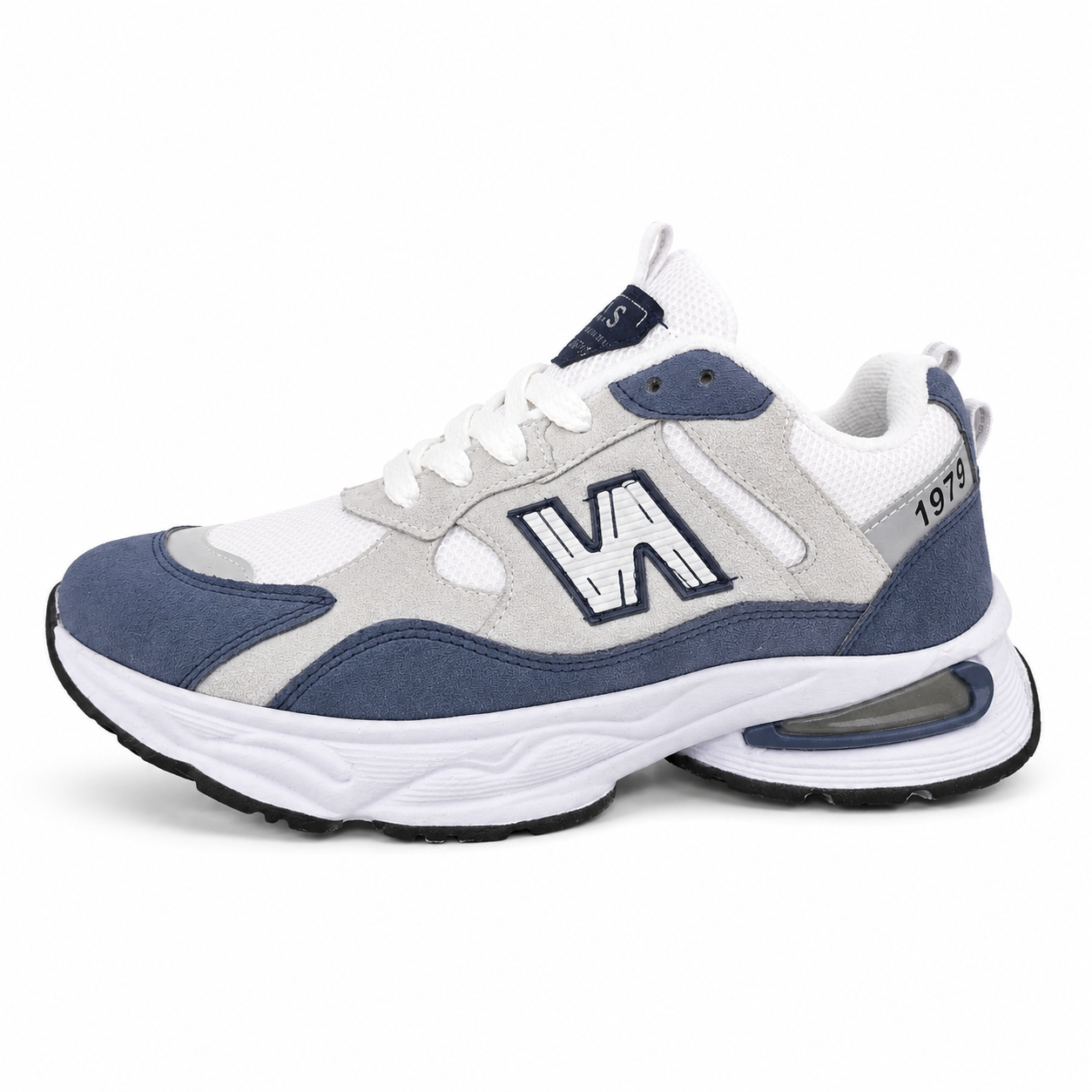 کفش کتونی اسپرت مدل N1975 | فقط سایز ۴۲ | رنگ سفید آبی | سبک ، راحت و بادوام | مناسب پیاده روی و استفاده روزمره